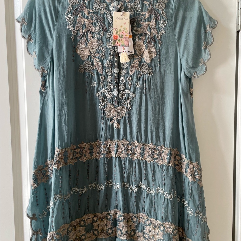 Blue Embroidered Women's Top